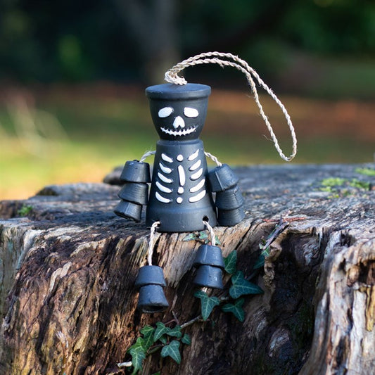 Black Terracotta Flower Pot Man Skeleton